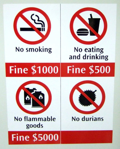 Singapore MRT No Durians Sign
